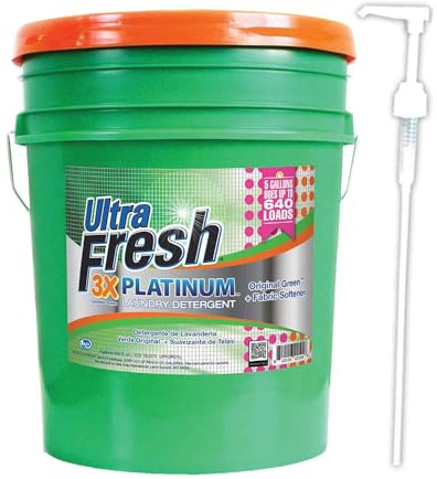 Ultra Fresh 3X Platinum Liquid Laundry Detergent with Fabric Softener, Green - Deep Cleaning Power and Fresh Scent for Washing Clothes