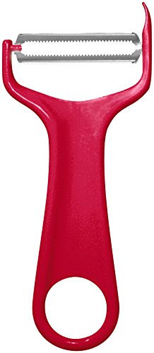 Fackelmann Tomatenschäler, Ziehschäler mit Klinge aus Edelstahl, Sparschäler für Obst und Gemüse (Farbe: Rot/Silber), Menge: 1 Stück