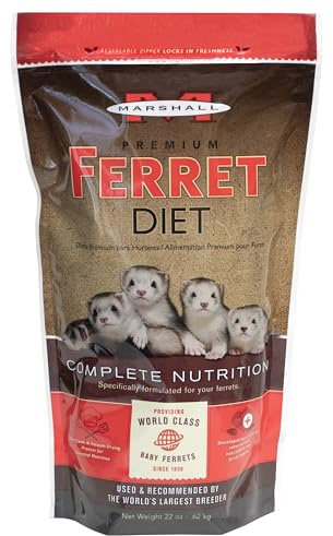 Marshall Premium Ferret Diet Dry Food β 22 oz β Supports Digestion, Energy & Muscle Maintenance β Balanced Small Animal Food with Vitamins & Essential Minerals