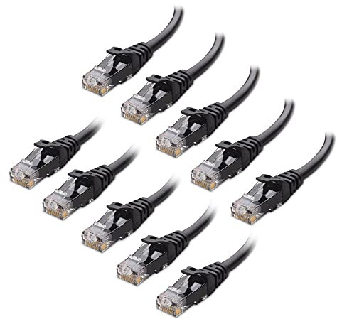 Cable Matters 10-Pack 10Gbps Snagless Short Cat6 Ethernet Cable 0.3m (Cat6 Cable, Cat 6 Cable) in Black - 0.3 Meter