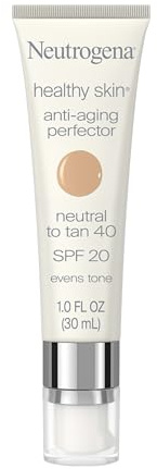 Neutrogena Healthy Skin Anti-Aging Perfector - with Retinol, Tinted Moisturizer with SPF 20 & Sheer Coverage that Smooths Skin Texture & Reduces the Look of Fine Lines, Natural to Tan (40), 1oz (30mL)