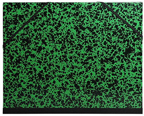 Exacompta 541200E Zeichenmappe Annonay für DIN B4 mit Gummizugverschluss. Aus extra starkem Karton 3cm Rückenbreite schwarz-grün marmoriert ideal zum transportieren und aufbewahren