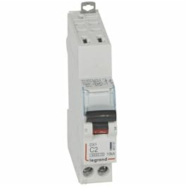 407707 Disjoncteur unipolaire + neutre 2A - 1P+N Courbe C - 6/10kA - Automatique et vis - Legrand DX3