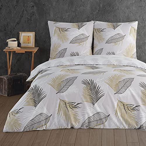 Buymax® Housse de Couette 4 Pièces 155x220 cm 100% Coton – Parure de lit Renforcé avec 2 Taies d’Oreiller 80x80 cm, Fermeture Éclair, Certifiée Oeko-TEX