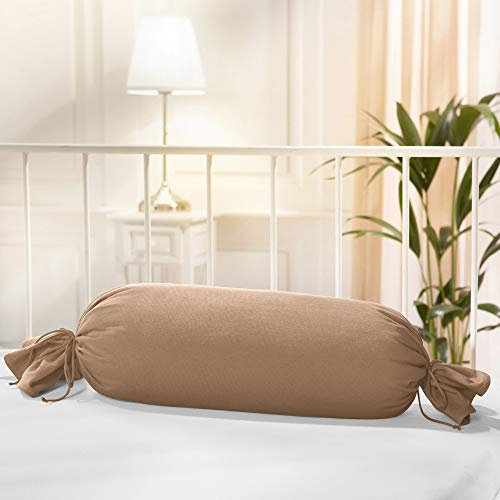 Erwin Müller Nackenrollenbezug Memmingen Interlock-Jersey braun Größe 40x15 cm Ø - formstabil, faltenfrei, anschmiegsam, mit Bindeband