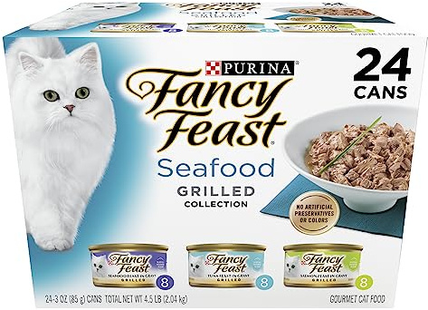 Purina Fancy Feast Grilled Wet Cat Food Seafood Collection in Wet Cat Food Variety Pack - (Pack of 24) 3 oz. Cans