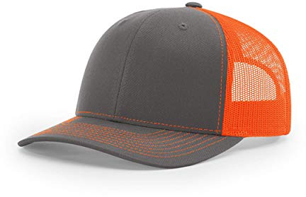 Richardson Unisex 112 Trucker Adjustable Snapback Baseball Cap, Split Charcoal/Neon Orange, One Size Fits Most, Anthrazit/Neonorange, Einheitsgröße