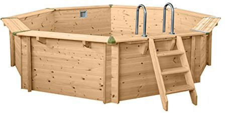 Interline 50700210 - Piscina Fuori Terra e interrata, in Legno, Rotonda, Dimensioni: 4,40 x 1,36 m, Pompa 6 m³, Set Filtro a Sabbia 4 m³
