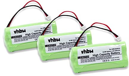 vhbw 3x batteria compatibile con Bang & Olufsen BeoCom 2 telefono fisso cordless (700mAh, 3,6V, NiMH) verde