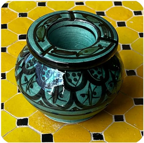 Marokkanischer Sturmaschenbecher Aschenbecher Keramik Windascher Ascher Orient Deko Color Grün
