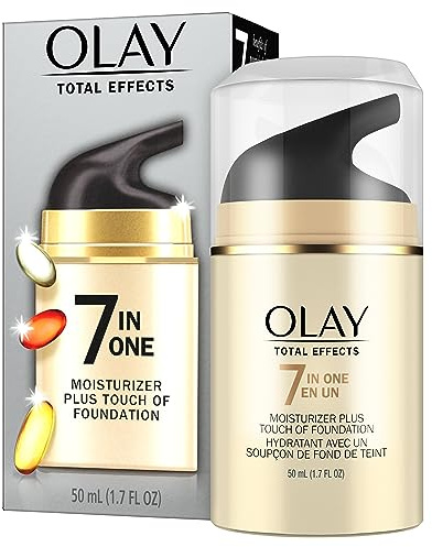 Olay CC Cream, Total Effects Moisturizer with Foundation, 7-in-1 Hydrates, Replenishes, Brightens, Evens Tone, Minimizes Look of Pores, Firms, Smooth- Sheer Coverage, Anti-Aging, 1.7 oz