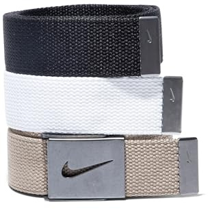 Nike Lot de 3 ceintures de golf standard pour homme Blanc/kaki/noir Taille unique