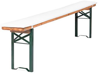 TexDeko® Bierbankauflage gepolstert 220x25x2cm waschbar mit Reißverschluss für Bierzeltgarnitur Härtegrad Mittelhart RG23 Bequeme Bankauflage zum selber aufziehen (Weiß)