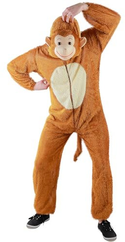 Foxxeo Affenkostüm für Erwachsene – Lustiges Affen Ganzkörper-Kostüm mit Kapuze – Tierkostüm für Karneval, Fasching & Motto-Party, Größe XL