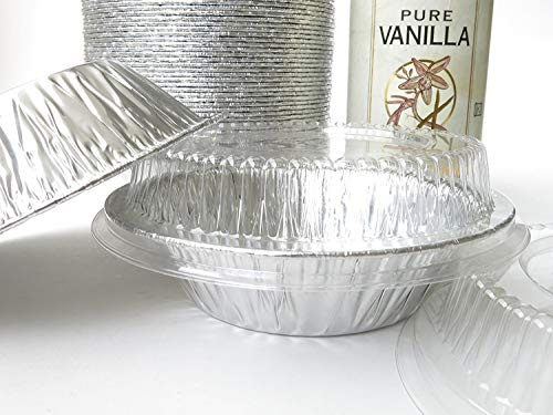 Safca KitchenDance Disposable Aluminum Foil Tart Pan with Lid - 5 Aluminum Foil Individual Pie Pans, Mini Pie Pans, Pot Pie Tins, Baking Pan Perfect for Pies, Cobblers - 501P, (100)