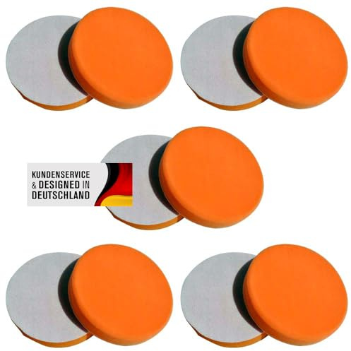 Polierschwämme Polierpads Polierzubehör 180 mm oder 150 mm Gewaffelt oder Glatt - Kletthaftend & In Verschiedenen Härtegraden Für Die Poliermaschine 10er-Set Orange (Medium, 180 mm glatt)