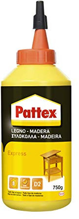 Pattex Colla Vinilica Express colla per legno ad incollaggio rapido, adesivo acetovinilico per montaggi, assemblaggi e laminature su legno, colla bianca, 1x750g