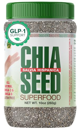 Sanar Naturals Chia Seeds | High Fiber Supplement, GLP-1 Support, Plant-Based Protein with Omega-3 | Superfood for Smoothies Baking and Oatmeal | Vegan, Non-GMO, Raw Bulk, Gluten Free, 10 oz