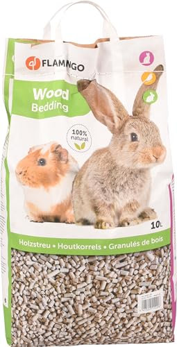 Flamingo Granulé de Bois Brun - 6kg - 10L - Convient aux Chats, Petits Animaux et Oiseaux - 100% Naturel - Compostable