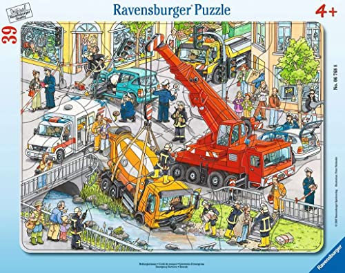 Ravensburger Kinderpuzzle - 06768 Rettungseinsatz - Rahmenpuzzle für Kinder ab 4 Jahren, mit 39 Teilen