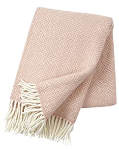KLIPPAN Creme-rosa Wolldecke aus 100% Lambswool, 130x200cm