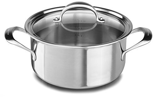 KitchenAid KC2C60LCST 5-ply Copper Core 6-Quart Low Casserole with Lid, Stainless Steel Finish