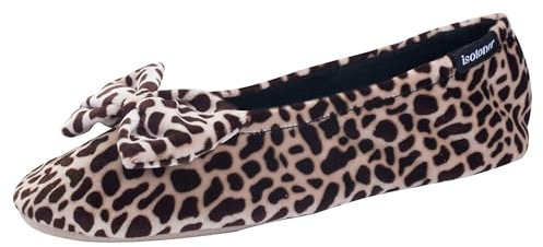 Chaussons Isotoner - Ballerines Velours Grand Noeud - Girafe - 41/42 EU, Girafe