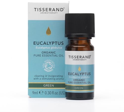 Tisserand Eucalyptus Organic Essential Oil - 9ml | Fresh & Clearing Eucalyptus Aroma, 100% Natural Pure Essential Oils, Uncompromising Quality, Certified Vegan