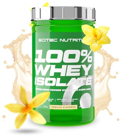 Scitec Nutrition 100% Whey Isolate - Reine Proteinleistung mit BCAAs - Glutamin & Arginin - Zucker- & Glutenfreie Formel, 700g, Vanille