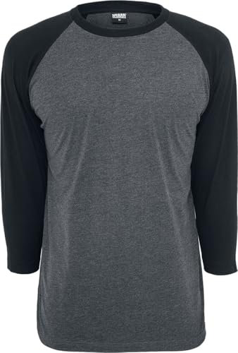 Urban Classics Herren Contrast 3/4 Sleeve Raglan Tee T Shirt, Cha/Blk, XL EU