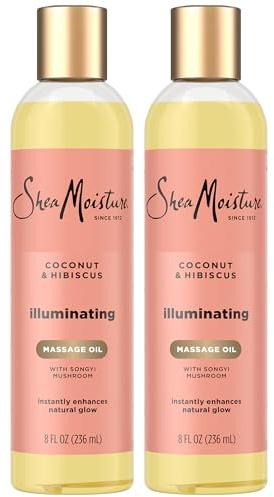 SheaMoisture Massage Oil, Illuminating Coconut & Hibiscus 2-Pack, 8 Oz Ea