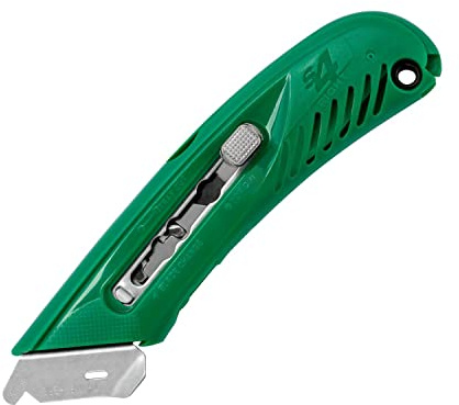 Pacific Handy Cutter S4R Safety Cutter, Retractable Utility Knife with an Ergonomical Design, Bladeless Tape Splitter, Steel Guard for Safety and Damage Protection, for Warehouse and In-Store Cutting , Green