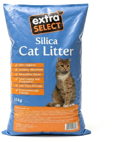 Extra Select Silica Cat Litter - Non Clumping Cat Litter Unscented - 15kg