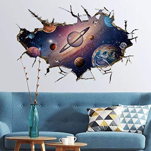 WandSticker4U®- 3D Wandtattoo PLANETEN (90x60 cm) I Wandsticker Teenager Weltall Universum Sonnensystem Galaxie Poster I Wandaufkleber Jugendzimmer Kinderzimmer Deko Junge GROß