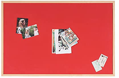 Bi-Office Reversible Notice Board, Cork and Red Felt, Wood Frame, 60 x 40 cm