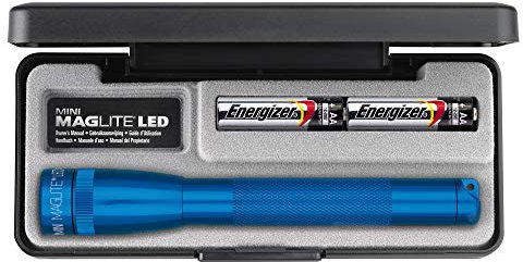 Mini Maglite 2AA Multimode LED-Taschenlampe, 97 Lumen, 17 cm blau inkl. 2 Mignon-Batterien im Etui, SP22117F