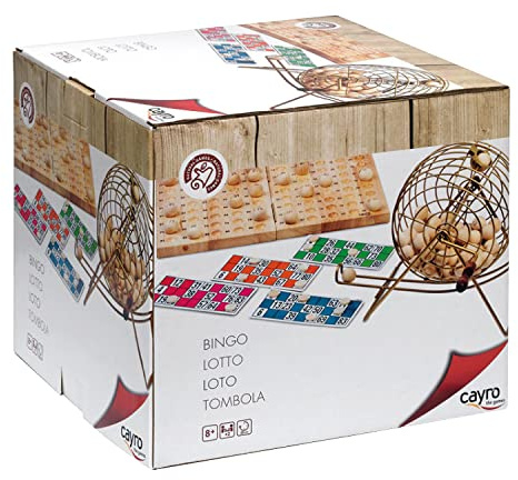 Cayro - Bingo - + 6 Ans - Modèle Deluxe - Jeu De Société - pour Enfants Et Adultes - Plateau Pliant Et Boules en Bois - Tambour en Métal - 2 À 8 Joueurs