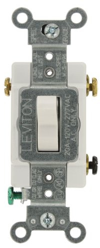 Leviton 20-Amp, 120/277-Volt, Toggle 3-Way AC Quiet Switch, Heavy Duty Grade, Grounding, 1223-SW, White