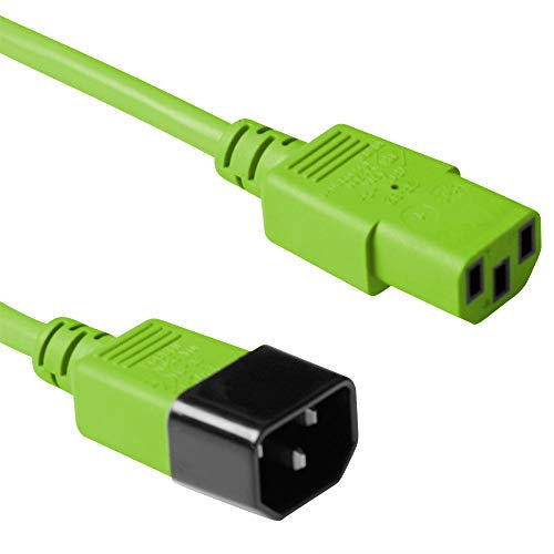 ACT Cable IEC de 1,2 m, C13 a C14 Extensión de Cable IEC, Enchufe a Toma de 3 Clavijas - AK5113 Verde