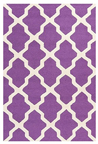 Safavieh Trellis Indoor Hand Tufted Rectangle Area Rug, Cambridge Collection, CAM121, in Purple / Ivory, 91 X 152 cm for Living Room, Bedroom or Any Indoor Space