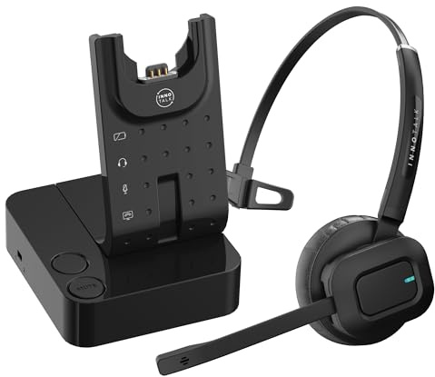 INNOTALK Remote Answering DECT Wireless Headset for Poly Polycom VVX Series Phones -VVX 300, 310, 400, 410, and All VVX Models – Includes EHS Remote Cable | Office & Call Center