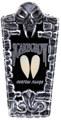 Smiffys Scarecrow Sabre Fangs, White Extra Long, in Skull Box, Cosmetics and Disguises Fancy Dress, Vampire Dress Up Cosmetics & Disguises.