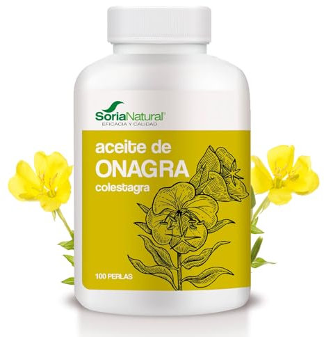 Soria Natural Colestagra - Perlas Aceite de Onagra con Vitamina E - Alivia los Síntomas Premenstruales, Mejora la Salud de la Piel y el Cabello 100 perlas