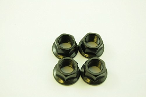 bankrupt_bike_parts BMX FREESTYLE 14mm AXLE SPINDLE WHEEL NUTS SET OF 4 TWO PAIR FLANGED NUTS BLACK