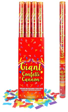 Henbrandt Party Time Confetti Cannon - 80cm Multicoloured | 80cm Barrel, Multicoloured Tissue Paper, Biodegradable, Flame Resistant, Colourfast, Compressed Air Action