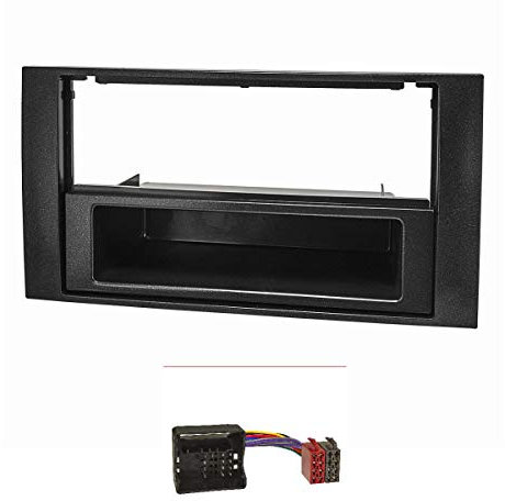 tomzz Audio 2415-034 Juego de Panel de Radio Compatible con Ford Focus 2 Fiesta C-MAX S-MAX Galaxy Mondeo Kuga Transit Negro con Adaptador ISO quadlock