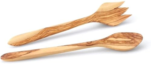 Continenta Salatbesteck Olive No. 2, Olivenholz Salat Servierbesteck geölt, aus einem Stück, Edel-Qualität, Größe: 30,5 cm, Laffe: 9,5 x 8,5 cm