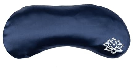 Bodhi Coussinet d'aromathérapie pour Les Yeux, rempli de Lavande et graines de Lin biologiques, Aide à approfondir et Intensifier Une Relaxation régénératrice (Soie/Bleu foncé)