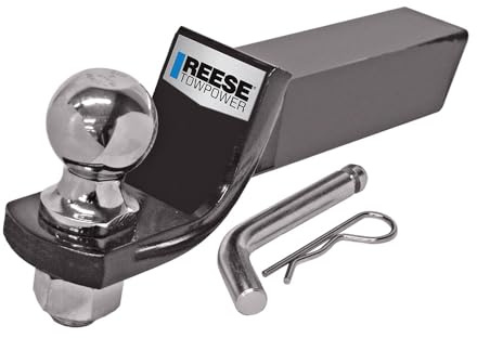 Trailer Hitch Ball Mount Starter Kit, Fits 2 Inch Square Receiver, 2 Inch Drop, 6,000 lbs. Capacity, Includes 2 Inch Trailer Ball and Pin & Clip, Black