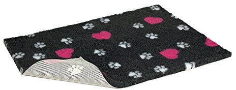 Vetbed Rutschfestes Bett mit Herzen und Fußabdrücken, 66 x 51 cm, anthrazit